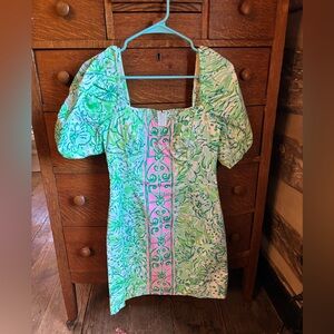 Lilly Pulitzer Green and Pink Floral Blouse